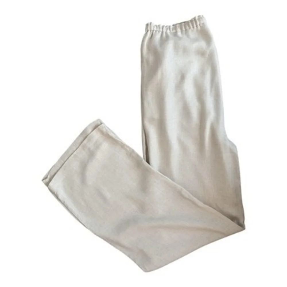 MNG Mango Pull-On Wide Leg Ivory Linen Pants Women’s Pants Size M NWOT